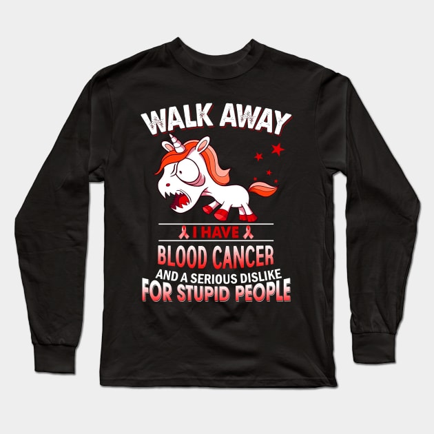 funny blood cancer grumpy unicorn warrior Long Sleeve T-Shirt by TeesCircle